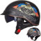 Casque Bol Homologué ECE Casque Jet Brain - Cap Demi-Casque Moto Vintage Casque Demi-Coque RéTro Ouvert Casque à VisièRe IntéGréE Cruiser Chopper Scooter Cyclomoteur,H-M=（57~58cm）