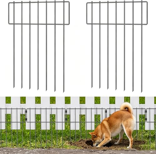 20 Stück Tier-Absperrzaun, insgesamt 42 cm (H) x60 m (L), dekorativer Gartenzaun, rostfreier Metall, temporärer Hundezaun, 4.8 cm Intervall, Tier-Erdspieße, Terrasse, T-förmig.