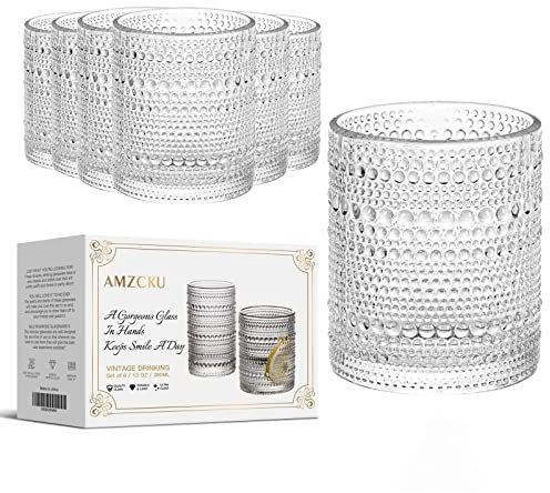 Amzcku Set di 6 Bicchieri da Drink Vintage (12 once), per Acqua, Cocktail, Latte, Succhi e Bevande