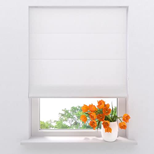 Raffrollo Easy Canvas - Weiß - 60 x 180 - Ohne Bohren - Klemmfix