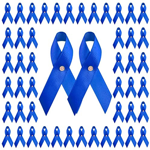 CRAFFANCY Lot de 100 épingles à ruban en satin bleu avec étiquette en métal pour sensibilisation au cancer de la prostate pour homme ou femme