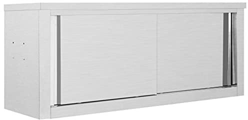 Homgoday Wandhängeschrank mit Schiebetüren Wandschrank Mit Stauraum Küchenschrank Gastro Hängeschrank Schrank Oberschrank 120×40×50 cm Edelstahl