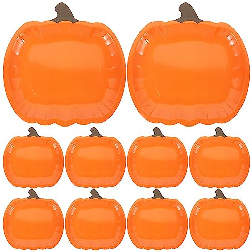 Luxshiny 10 Piatti di Carta a Forma di Zucca per Halloween 9in - Adatto per Festa Del Raccolto e Alle Feste
