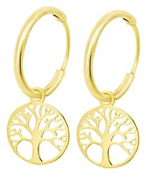 TIME ROAD Boucles d'oreilles HIN00006/12 Or Arbre Vie Femme, 52 (16,6), doré, Pas de gemme