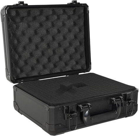 ITHWIU Aluminium-Tragetasche, 33 x 25 x 14 cm, ideal für Mikrofon- und Kamera-Ausrüstung, DJ-Mixer-Tasche mit anpassbarem vorgewürfeltem Schaumstoff, Schwarz
