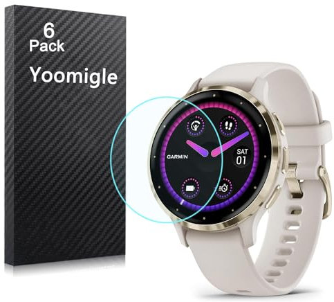 Yoomigle 6 Unidades Protector de Pantalla Compatible con Garmin Venu 3S Smartwatch HD Claro Suave Protectors para Garmin Venu 3S Reloj Flexible Película de TPU No Vidrio Alta Definicion