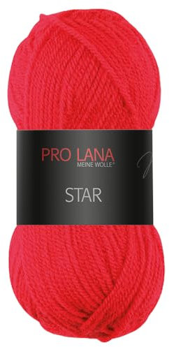Frida's Wollhaus Pro Lana 50 g Star Stricken Häkeln Wolle Garn weich pflegeleicht 39 Farben (30 | Rot)