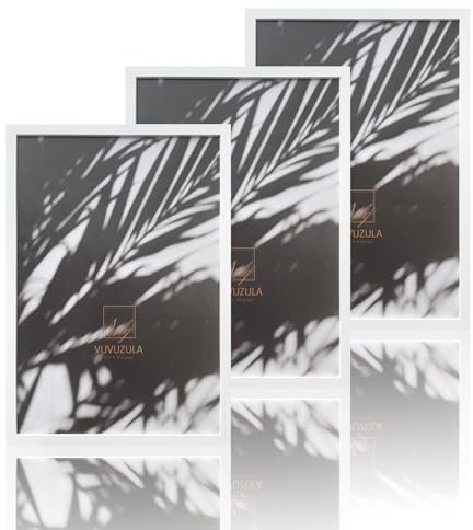 VUVUZULA Lot de 3 cadres photo A2 en bois MDF - Blanc