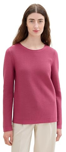 TOM TAILOR Damen Basic Strickpullover aus Bio-Baumwolle, 16348 - Pink Velvet, XS