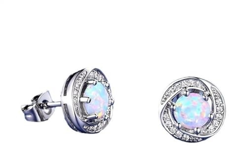 Blaue Feueropal Ohrstecker,Silberohrringe Edelstein Zierliche Opal Ohrstecker For Frauen