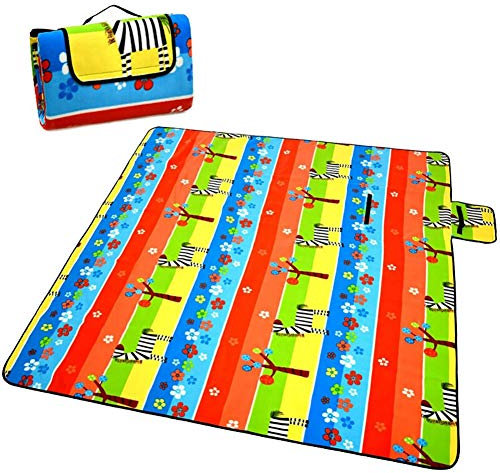 KKXXYQFC Picknickdecke, Fleece, wärmeisolierend, Stranddecke, Matte, Aluminiumfolie, wasserdicht, sanddicht, tragbar, faltbar, Krabbelmatte, Zebra-Teppich für Kinder, Garten, Gras, Camping, Wandern,