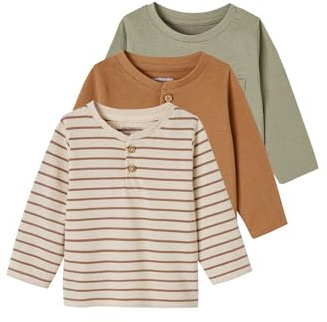 Vertbaudet 3er-Pack Baby Langarmshirts Basic aus Bio-Baumwolle