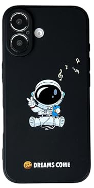 Yonds Queen Schutzhülle für iPhone 16, niedlich Cartoon Astronaut Weltraum Planet Mond stilvoll weich TPU stoßfest rutschfest Schutzhülle (iPhone 16, Musik)