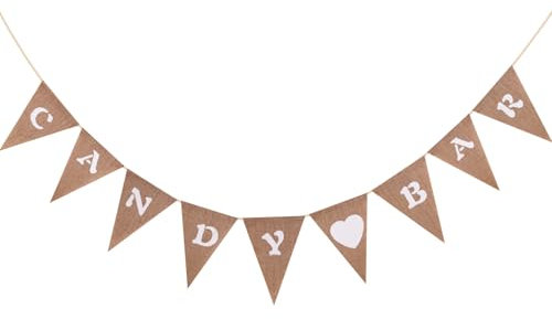 Whakano Wimpelkette 4m,Candy BAR Banner,Hängende Wimpelbanner mit 9 Stück Dreieck Flaggen,Wimpel Girlande,Banner für Indoor Outdoor Aktivität,Geburtstag,Hochzeit,Party,Festival Dekoration