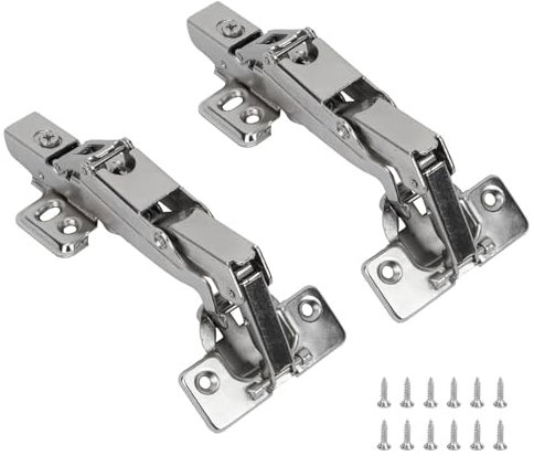 Luabue 2Pcs 165 Degree Cabinet Hinges Soft Close Kitchen Cupboard Doors Hinges Face Frame Hinge Plates Folding Mute Cabinet Hinges with Screws for Floded Corner Cabinet Wardrobe Full Overlay