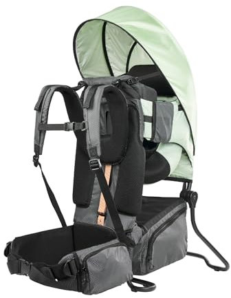 Babymoov Moov & Hike Porte-bébé de randonnée - Sac à dos ergonomique avec sangles ajustables, léger et pliable, protection intégrée contre le soleil et la pluie et grand rangement