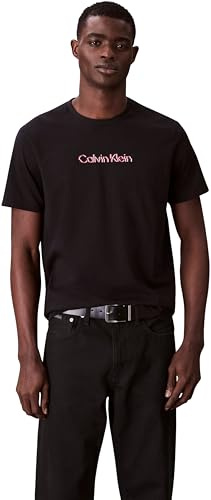 Calvin Klein Herren T-Shirt Kurzarm Glitched Logo Classic Tee aus Baumwolle, Schwarz (Black), XS
