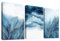 3Pcs Blau Aquarell Blattgold Mit Rahmen Leinwand Bilder Abstrakte Marineblau Neblige Berge Bild auf Leinwand Malerei Wandbilder Wohnzimmer Schlafzimmer Badezimmer Wanddeko 150x70cm (20x28x3)