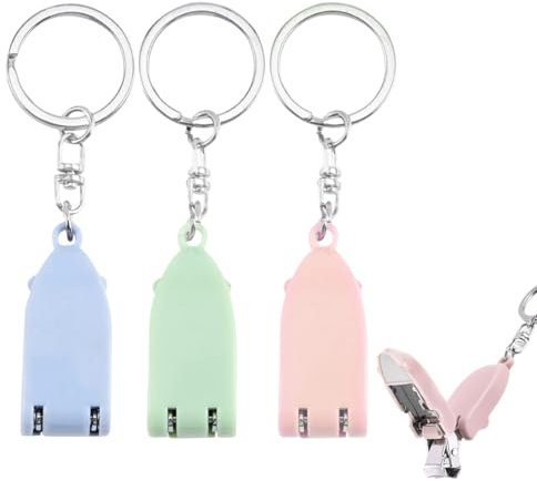 XURJUMI 3 Stück Tragbarer Nagelknipser, 4cm/1,57zoll Tragbarer Reise-Schlüssel anhänger Finger-Nagel knipser, mit Nagelfeilen Mini-faltbarer Edelstahl-Nagels ch neider, Fingernagel-Trimmer