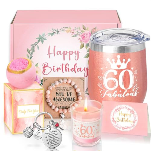 60th Birthday Gifts for Women, Happy 60th Birthday Basket Gifts Box for Best Friends Female Mom Wife Daughter Sister Her Girlfriend Coworker Bestie by Sheinly