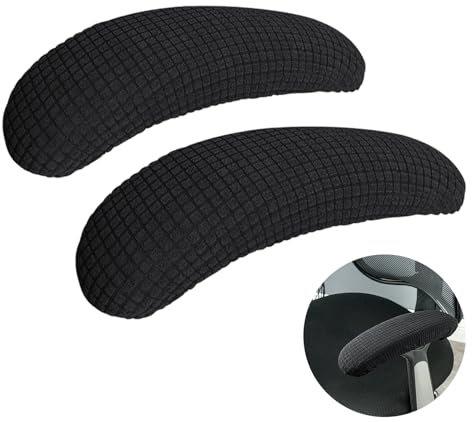 Armlehnenschoner,Armlehnen Polster,Bürostuhl Bezug,2Pcs Bürostuhl Arm Armlehne Abdeckungen, dehnbar Polyester Bürostuhl Schutz Abdeckungen entlastet Ellenbogen Beschwerden (Länge 40cm) Schwarz