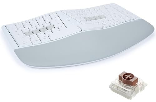 KINESIS mWave Tastiera Ergonomica per Mac (Bianco) | Interruttori Meccanici | Bluetooth e USB | Programmabile | Retroilluminato | MacOS Modificatori e tasti di scelta rapida