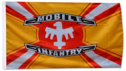 Mobile Infantry Flag Federation Crest Starship Troopers Bannière 0,9 x 1,5 m Man Cave (Jaune)