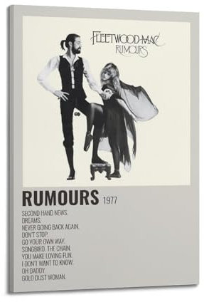 QWQEUTY Fleetwood Mac Rumours Poster, ästhetische Wandkunst, Leinwand, Vintage-Poster, dekoratives Gemälde, Wohnzimmer, Schlafzimmer, Dekoration, 20 x 30 cm, Rahmenstil