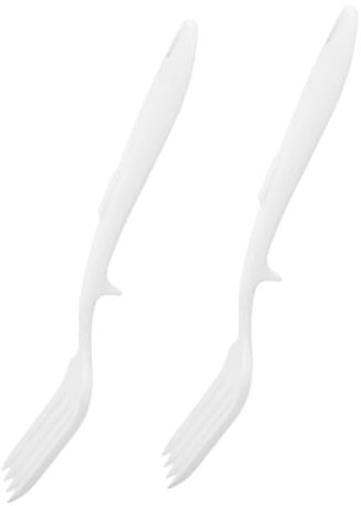 Alipis 2 Piezas Tenedor De Cocina De Silicona Pequeños Tenedores Para Aperitivos Herramientas De Fideos Tenedores De Pasta Para Servir Tenedor Para Cocinar Carne Gel De Sílice Blanco