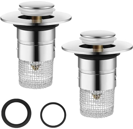 KQDRAVINE Universal Waschbeckenstöpsel mit Haarsieb, 34-40mm, Abflussstopfen für Waschbecken und Badewanne