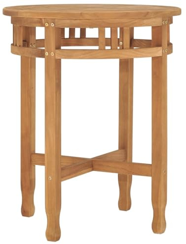 Teenpull Bistrotisch Ø60x60 cm aus Teak Massivholz, runder Esstisch für Garten, Terrasse, Wohnzimmer, langlebig, witterungsbeständig