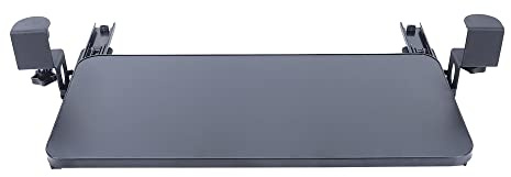 LOIRIIC Tastatur-Halterung,52 * 25cm Tastaturschubladen zur Montage unter dem Schreibtisch mit Stabilem C-Klemm-Montagesystem Sanftes Gleiten für Büro, Schlafzimmer, Computer,Schwarz