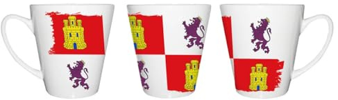 MERCHANDMANIA Taza cónica bandera de castilla y leon españa comunidad autonoma conica personalizada