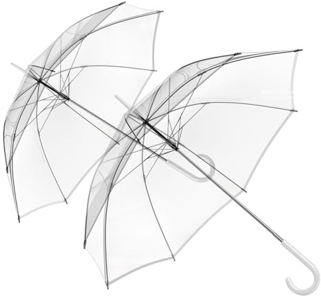 GOODS+GADGETS Durchsichtiger Regenschirm transparent, weißer Stockschirm Ø 100 cm; Eleganter Regenschirm in transparent - Das Fashion-Highlight