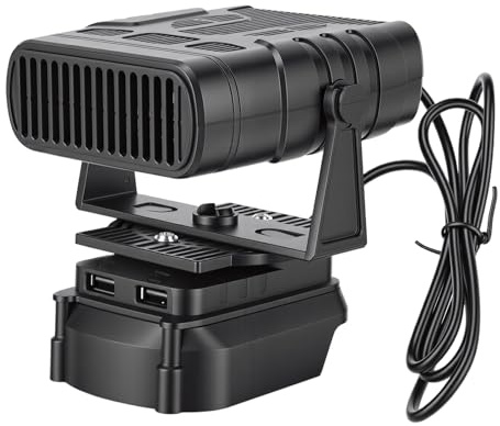 Asixxsix Riscaldatore Senza Fili, Sbrinatore per Finestrini Auto Portatile, Riscaldatore da Campeggio Alimentato a Batteria con Doppie Porte USB, Riscaldatore per Auto a Batteria per
