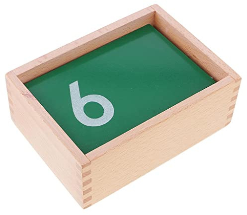 Wooden Box Sandpaper Number Cards, Kids Math Learning Toy, Montessori Mathematics Material for Early Learning, Homeschool & Classroom, 10 Pieces