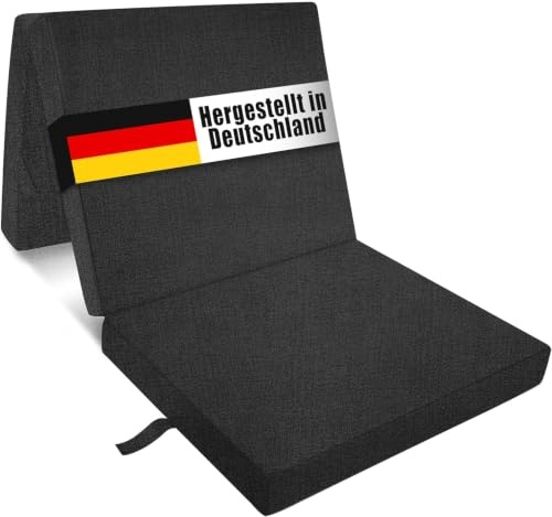 Bout3 Klappmatratze, Gästematratze, 3-Teilige Schaumstoff Faltmatratze, Klappbar Sitzblock, Faltbare Reisebett Matratze, Waschbar Bezug (Anthracite, L200xW90xH15cm, Mittel Fest)