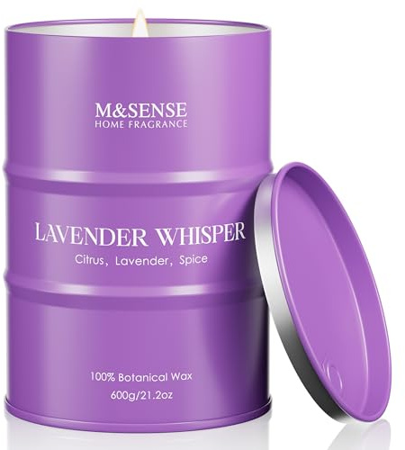 M&SENSE Lavendel Soja Kerzen für Zuhause Duft 329g 70 Stunden Langzeit-Brenndauer, Aromatherapie Kerze zur Stressabbau Meditation Entspannung, Dankesgeschenke für Mama Lehrer Freunde