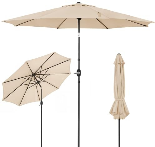 LUE BONA Ombrellone regolabile da 300 cm, con 8 nervature e manovella, per patio, giardino, terrazza, mercato
