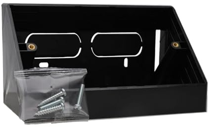 kenable Double Gang Angled Back Box for Desk/Bench Mounting | 146mm x 85mm UK Faceplate Compatible | Cable Management Solution | Black