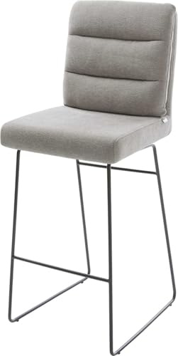 DELIFE Barstuhl Pela-Flex Kufengestell Metall Schwarz Strukturstoff Soft Grau