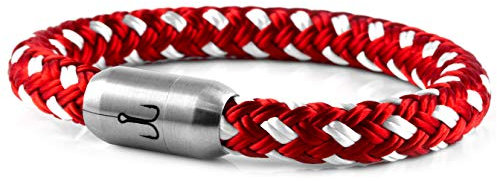 Fischers Fritze Armband Segeltau Makrele Rot Weiß - Handgemacht im Geschenkkarton I Maritim & Wasserfest (22)