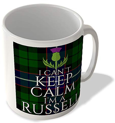 McMug - I Can't Keep Calm I'm a Russell - Russell Modern Tartan - (Thistle) - Scottish Mug, Ceramic, 11fl.oz.