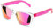 COLOSSEIN Sunglasses Womens,Classic Square Frame UV400 Mirrored Lens,Sunglasses Fit For Beach,Vacation,Driving, C1 - Pink+orange Mirrored Lens, 55