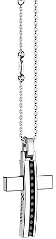 Zancan Croce Argento 925 Insigna Spinelli Neri con Catena Exc489