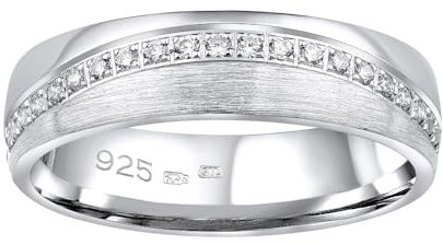SILVEGO Damen Ehering Silber 925 mit Zirkonia GLAMIS