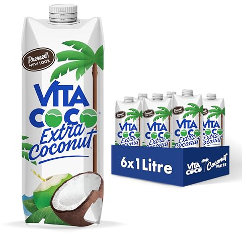 Vita Coco Extra Kokoswasser Multipack - 6x1L - Vitamin C und Kalium | Gepresstes Kokoswasser | Glutenfrei | Kalorienarm | Durstlöschend | Perfekt für Smoothies
