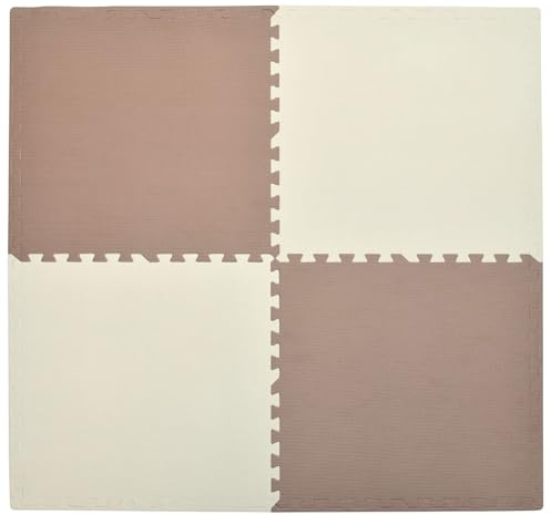Humbi Puzzlematte aus EVA-Schaumstoff für Babys und Kinder, Krabbeldecke, Fitnessmatte, Schutzmatte, Poolmatte, Bodenschutz, 60 x 60 x 1 cm, 4 Stück, Creme, Kupfer