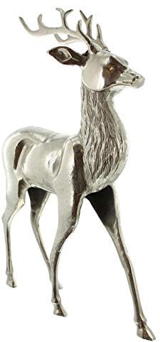 FRANK FLECHTWAREN, Dekohirsch Silber, Edles modernes Design, vielseitig einsetzbar 72 cm groß