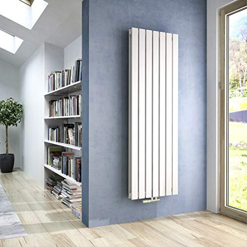 Heilmetz Heizkörper Flach 1600 x 540 mm Weiß Design Paneelheizkörper mit Mittelanschluss Doppellagig Vertikal Badheizkörper